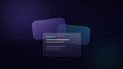 Two rounded conversational shapes overlapping and resolving into a single rectangular sheet, lit in violet against a near-black background