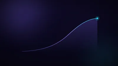 A rising curve of violet light climbing across a dark field, with faint horizontal rules suggesting a chart behind it